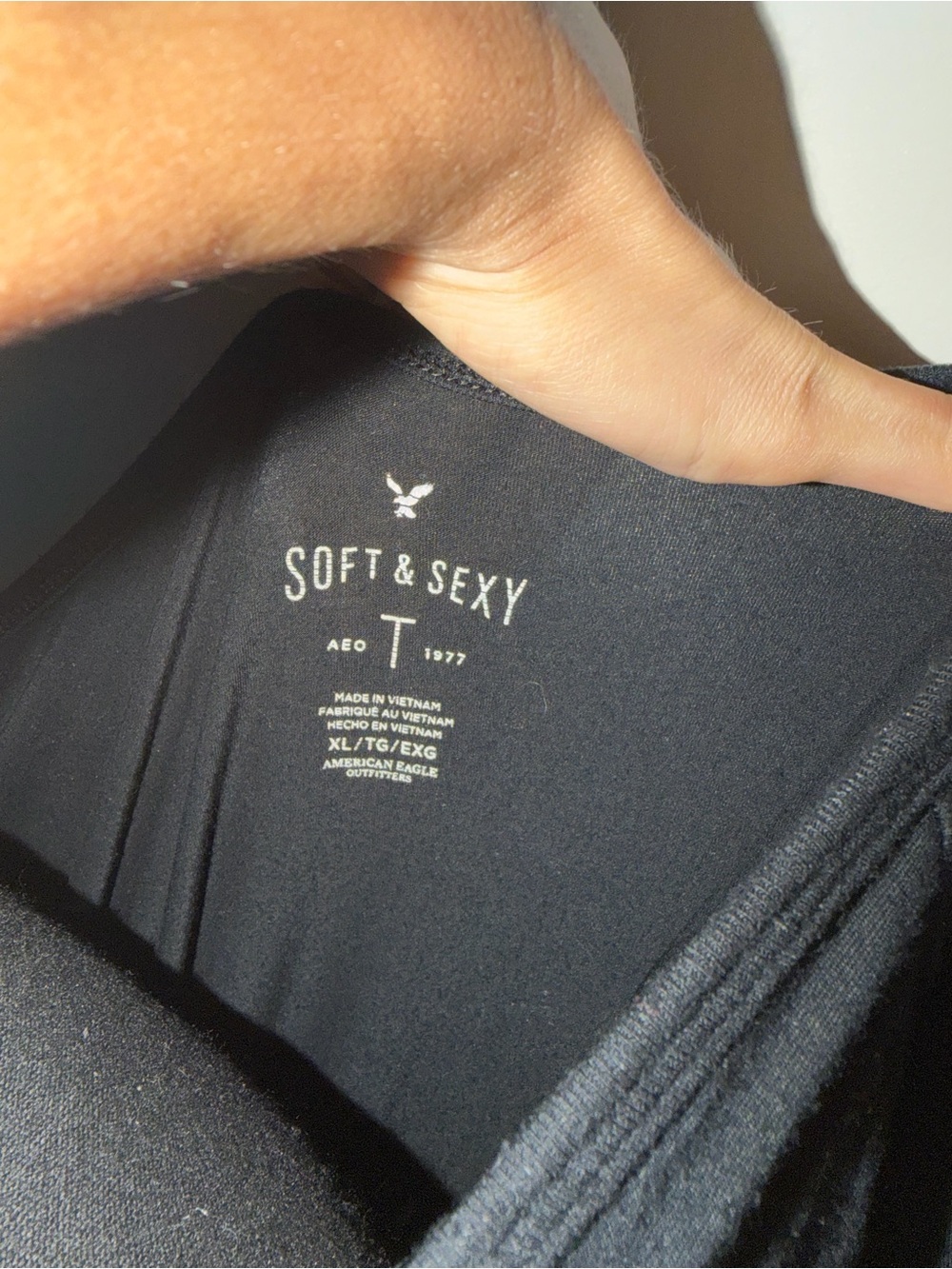 American Eagle Outfitters Soft & Sexy Black Short Sleeve Button-Front Tee - Picture 3 of 3